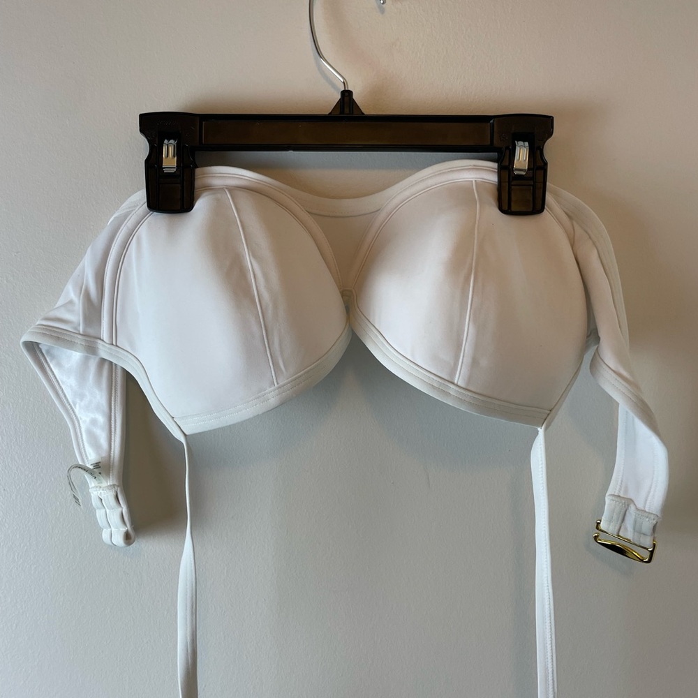 Victoria Secret White Demi Cup Padded Halter Bikini Top, Size 36DD